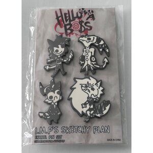 Helluva Boss I.M.P.s Sketchy Plan Enamel Pin Set Of 4 Black & White